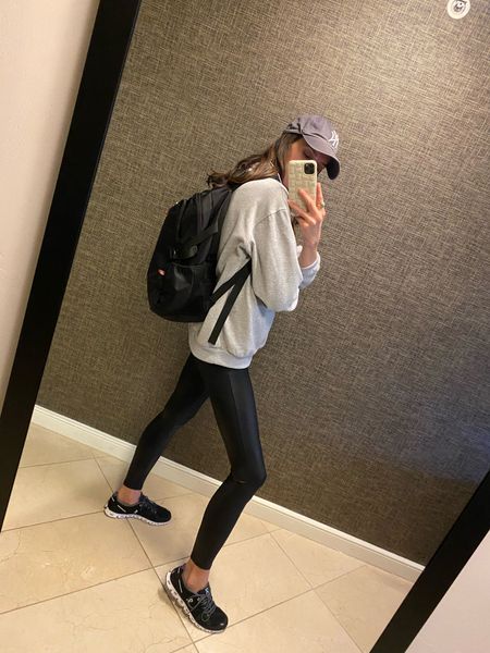Yesterday’s travel outfit!
Spanx faux leather leggings, Amazon pullover, NY cap, ON sneakers, Amazon black backpack (the best one ever), simple jewelry.



#LTKFind #LTKtravel #LTKunder50