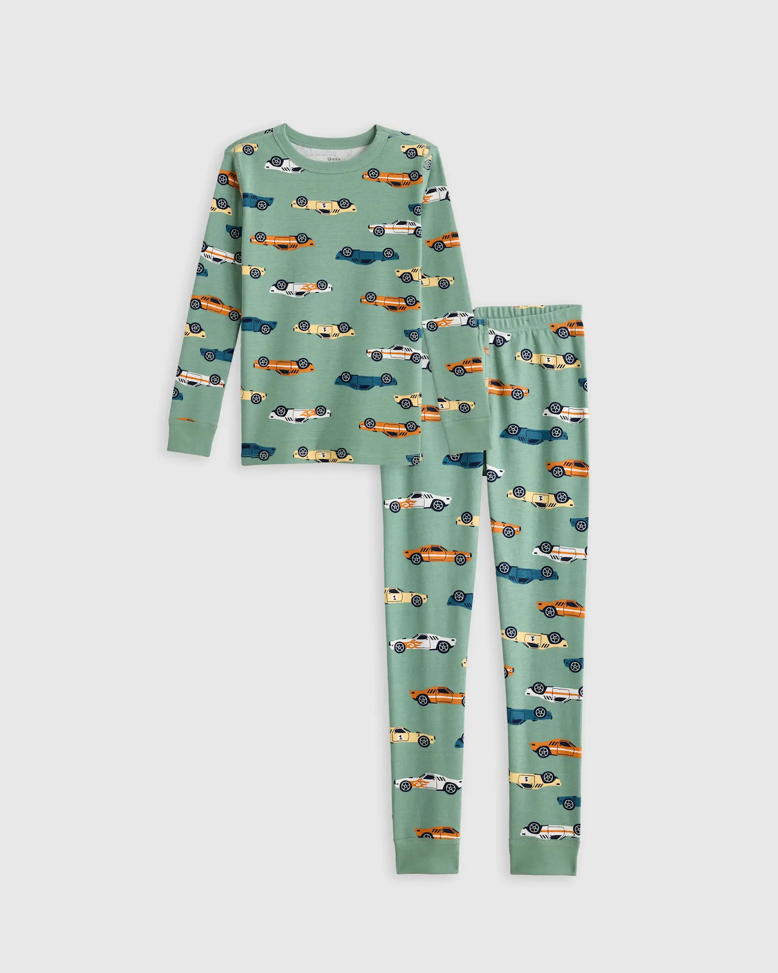 100% Organic Cotton Long Sleeve and Pant Pajama Set in Racecars | Quince