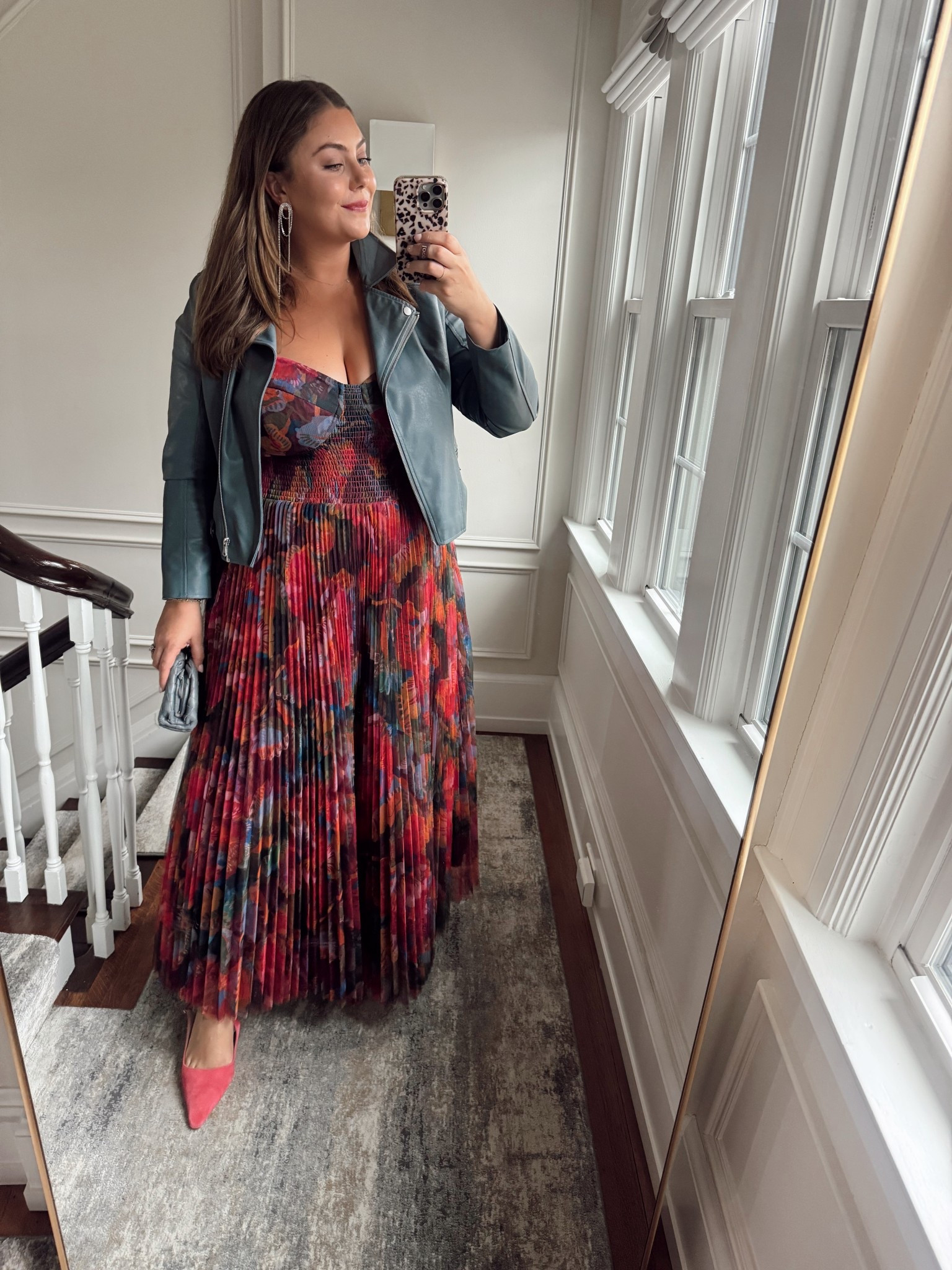 Wearing size 1X in dress & XL in moto jacket. Wedding guest dress - use CARALYNM at CAKES Body. Use CARALYN15 at Spanx on hour first order. 

#LTKMidsize #LTKWedding #LTKParties