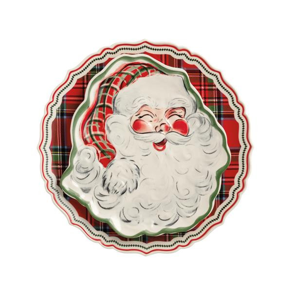 Santa Tartan Nested Platter Set | Mud Pie