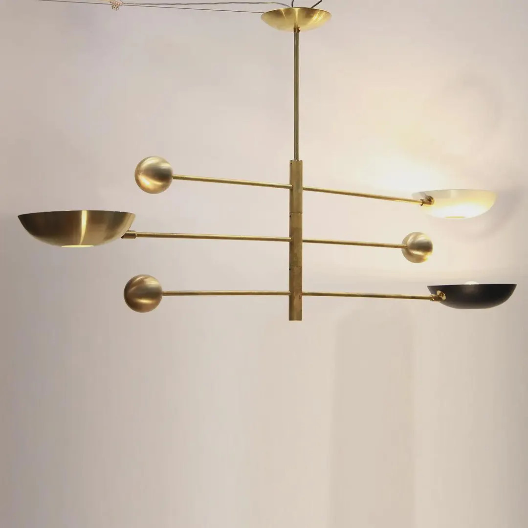 Modern 3-arm Rotating Brass Chandelier – Mid-century Adjustable Ceiling Light Fixture – Handm... | Etsy (US)