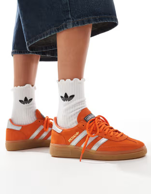 adidas Originals gum sole Handball Spezial trainers in orange and silver | ASOS (Global)