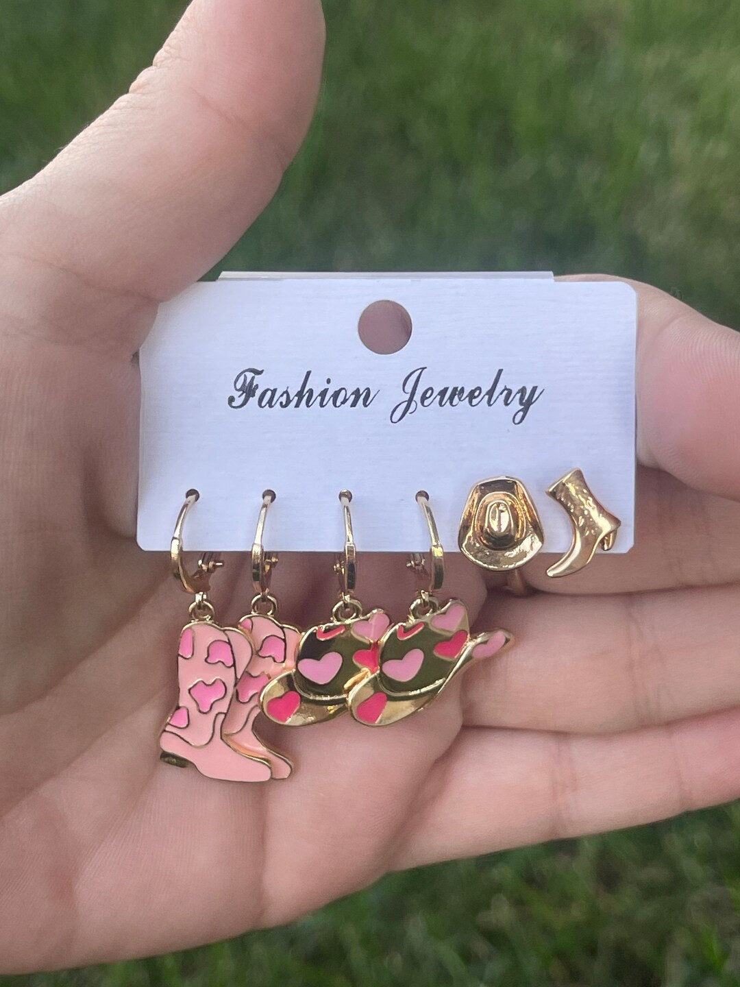 Cowgirl Earrings, Cow Girl Boots & Hats Earrings, Pink Cowboy Boots, Pink Cowgirl Hat, Gold Cowgi... | Etsy (US)