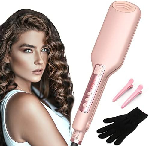 Hair Crimper Waver for Women, 1inch Hair Crimper for Wave, 14 Temperture Hair Iron, Dual Voltage LCD | Amazon (US)