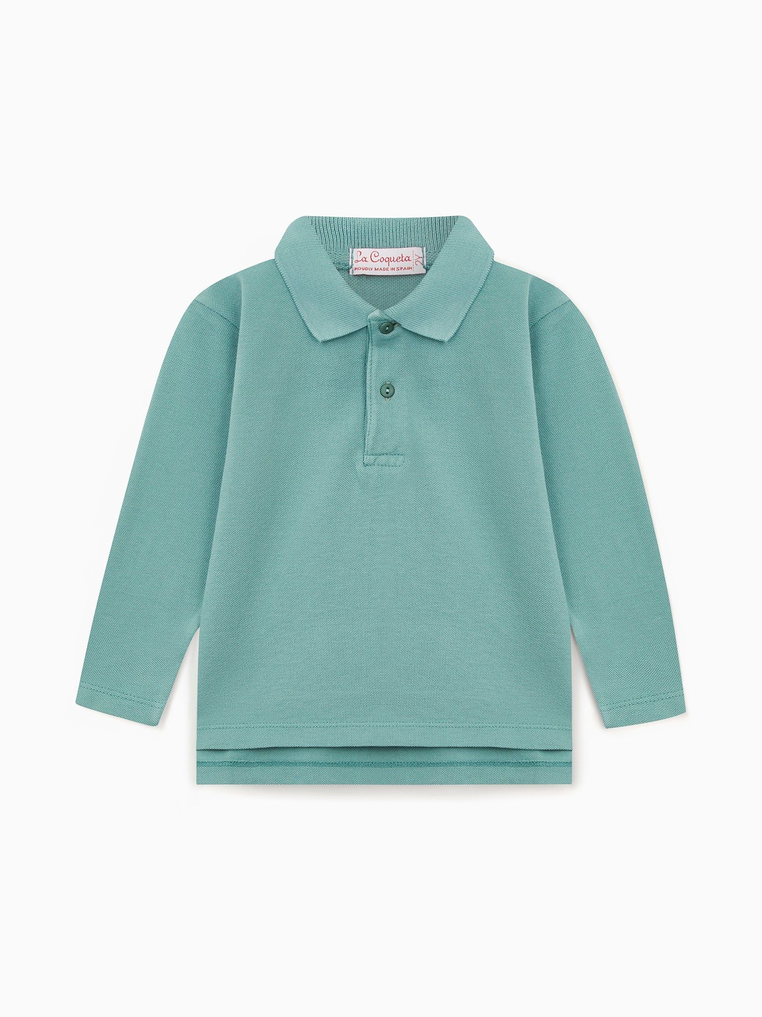 Green Braulio Long Sleeve Jersey Polo Shirt | La Coqueta (US)