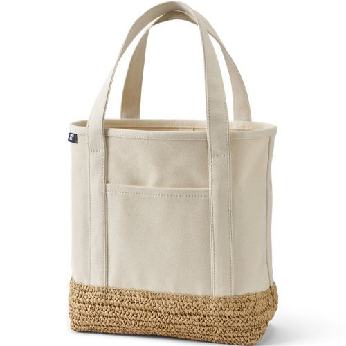 Medium Raffia Open Top Canvas Tote Bag | Lands' End (US)