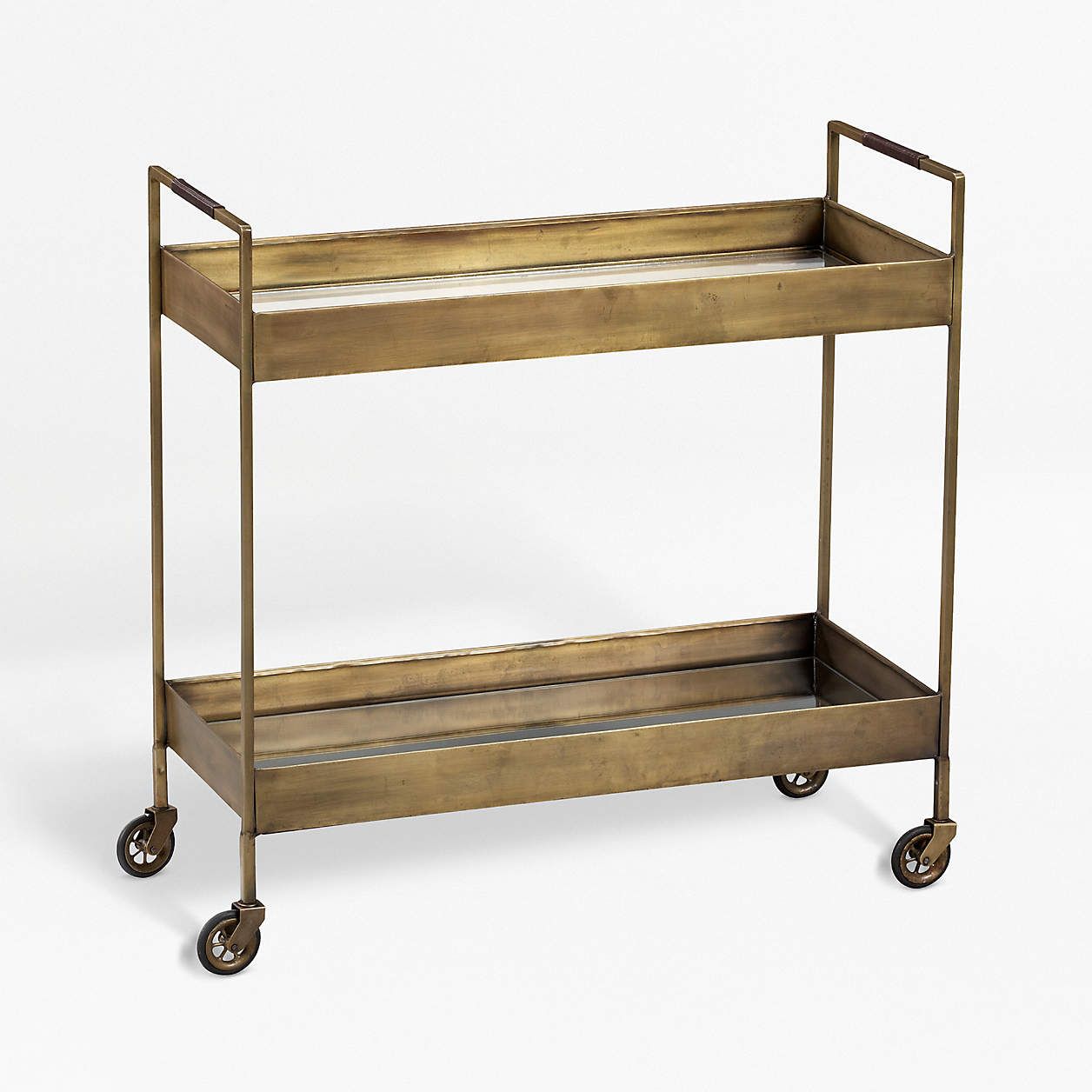 Libations Antique Brass Storage Bar Cart + Reviews | Crate & Barrel | Crate & Barrel