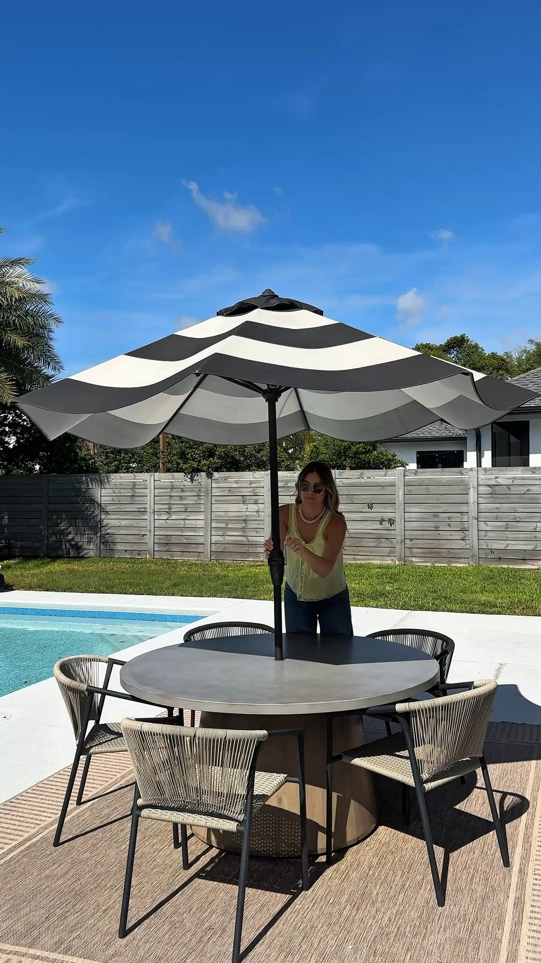 Our outdoor umbrella, outdoor rug and patio chairs are super durable for summer entertaining!

#LTKSaleAlert #LTKHome #LTKOver40
