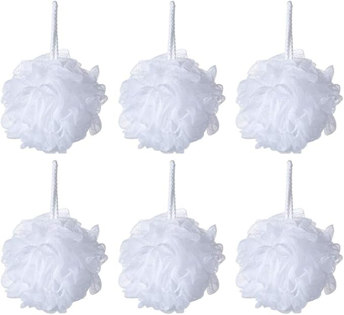 iboodi Bath Shower Pouf White Mesh Shower Puff Pack of 6 (35g/pcs) | Amazon (US)