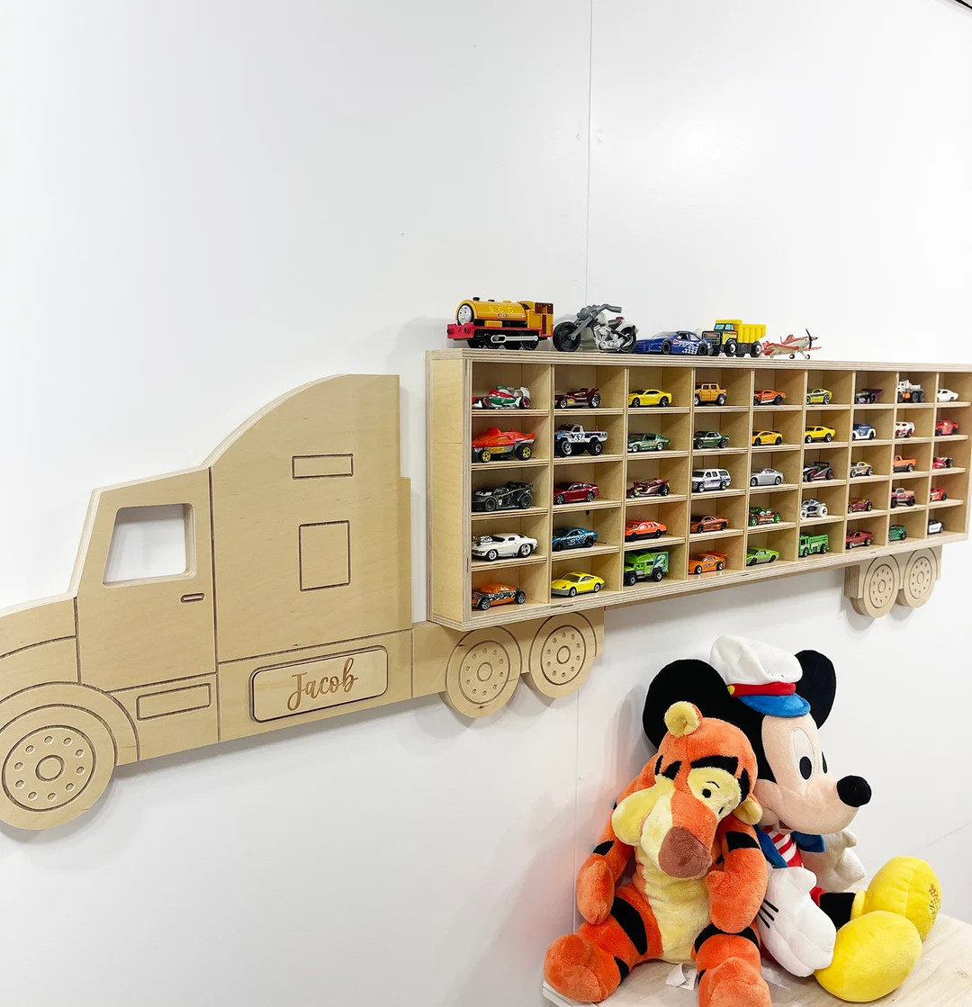 Personalized Large Toy Truck Storage Car Shelves for Toddlers - Etsy | Etsy (US)