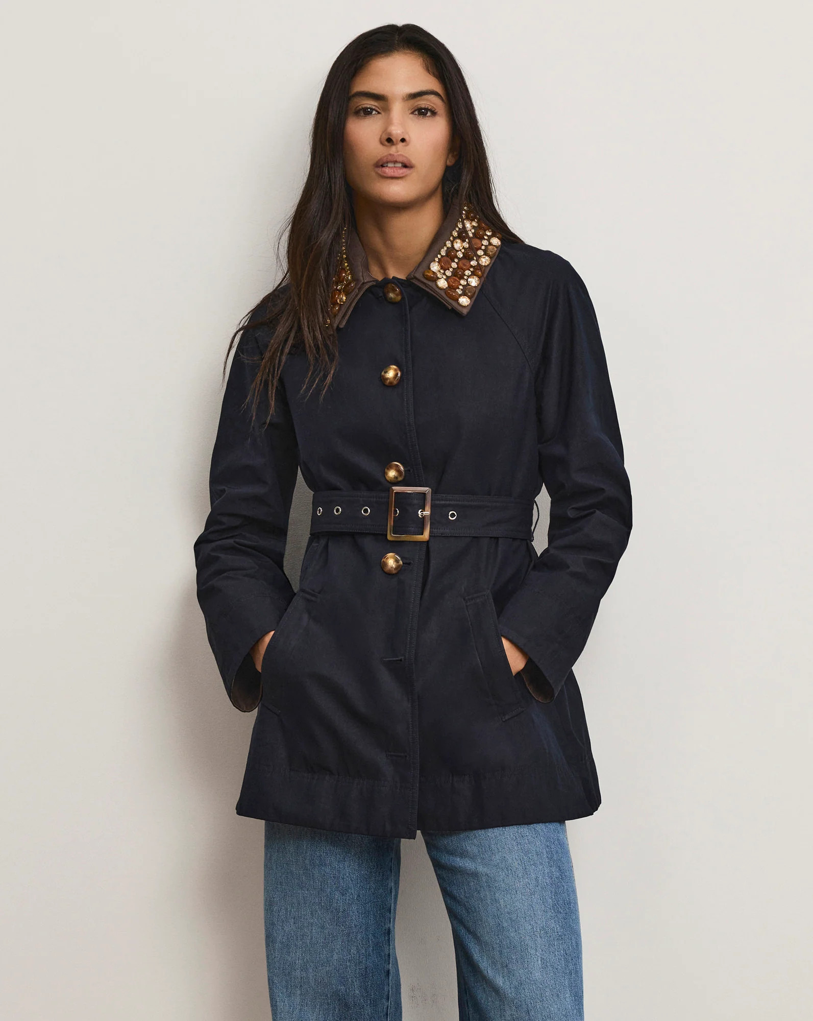 Veronica Beard Langham Belted Dickey Coat Navy | Veronica Beard