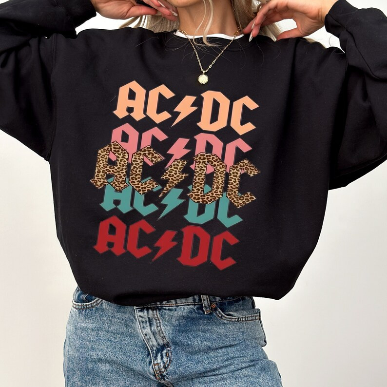 Retro ACDC Rock Band Sweatshirt, Nostalgic Thunderstruck Rock and Roll Clothing, Classic Back in ... | Etsy (US)