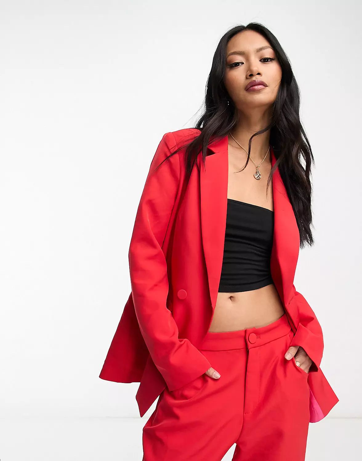 Never Fully Dressed dynasty slouchy suit in red | ASOS (Global)
