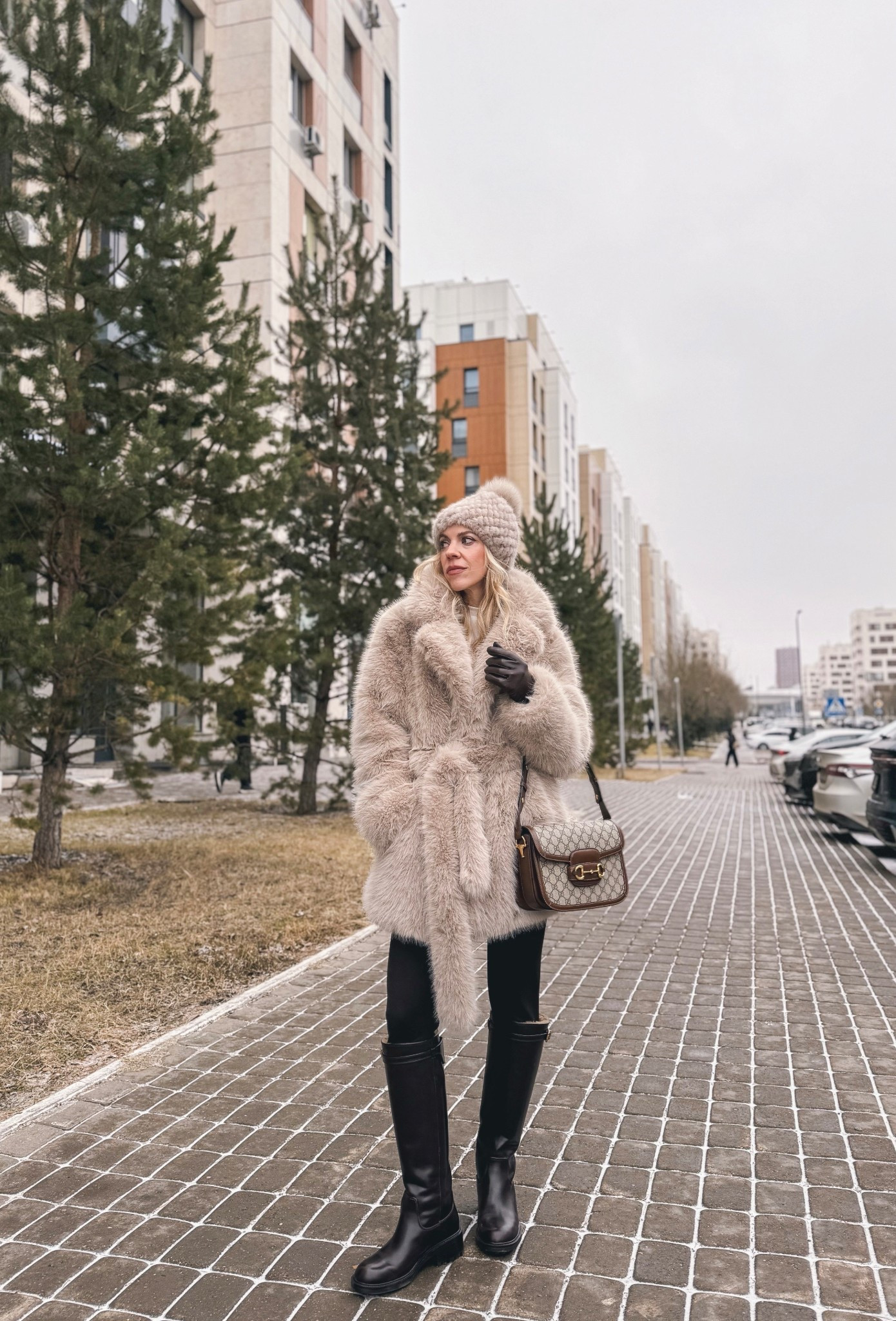 Beige fur coat, faux fur coat, chocolate brown leggings, Zara dark brown leather snow boots, lug sole riding boots, Gucci bag

#LTKFindsUnder50 #LTKFindsUnder100 #LTKSeasonal