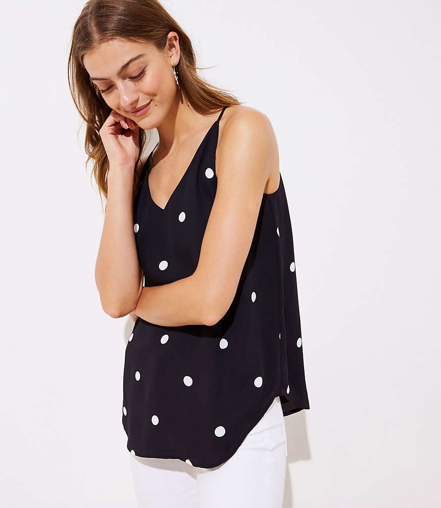 Petite Polka Dot Strappy Cami | LOFT