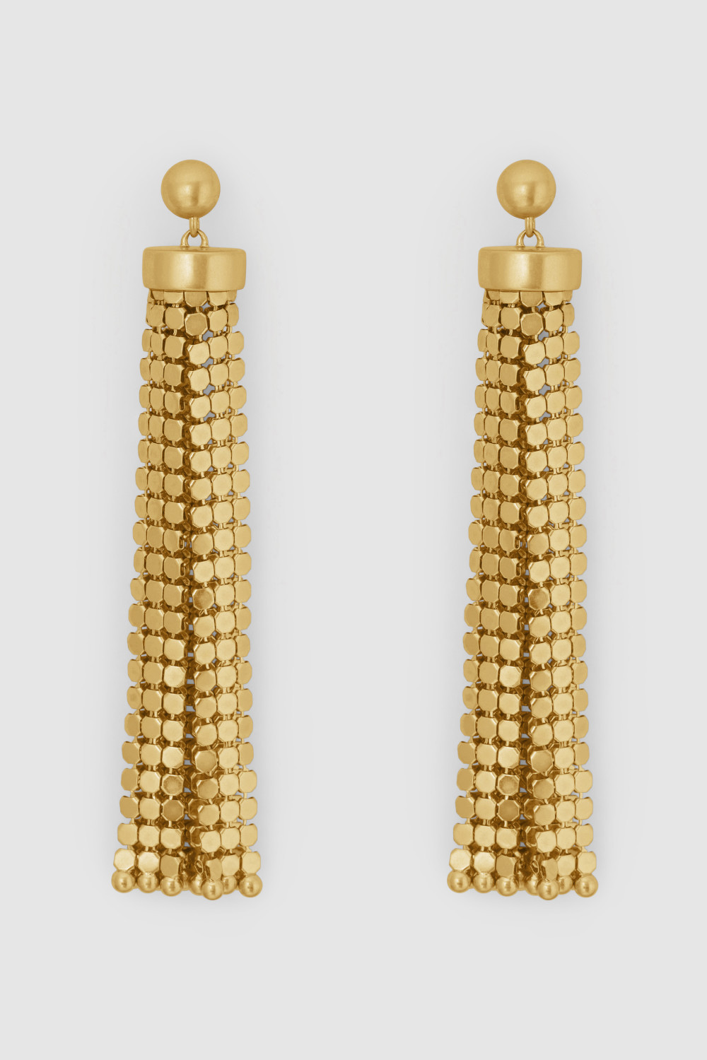 Mara Long Tassel Earrings Worn Gold | Oroton