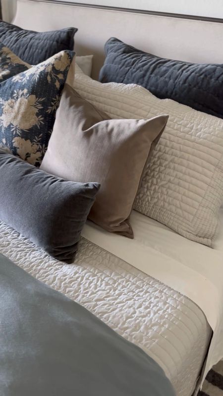 Bedroom quilt details! This is the SOFTEST, buttery lightweight material, like sleeping with a cloud blanket! 😃 I have the Frost Gray and it’s such a pretty neutral! My best selling duvet cover is the same material and I can’t recommend it enough for that cozy, hotel bed look and feel!

#LTKstyletip #LTKsalealert #LTKhome
