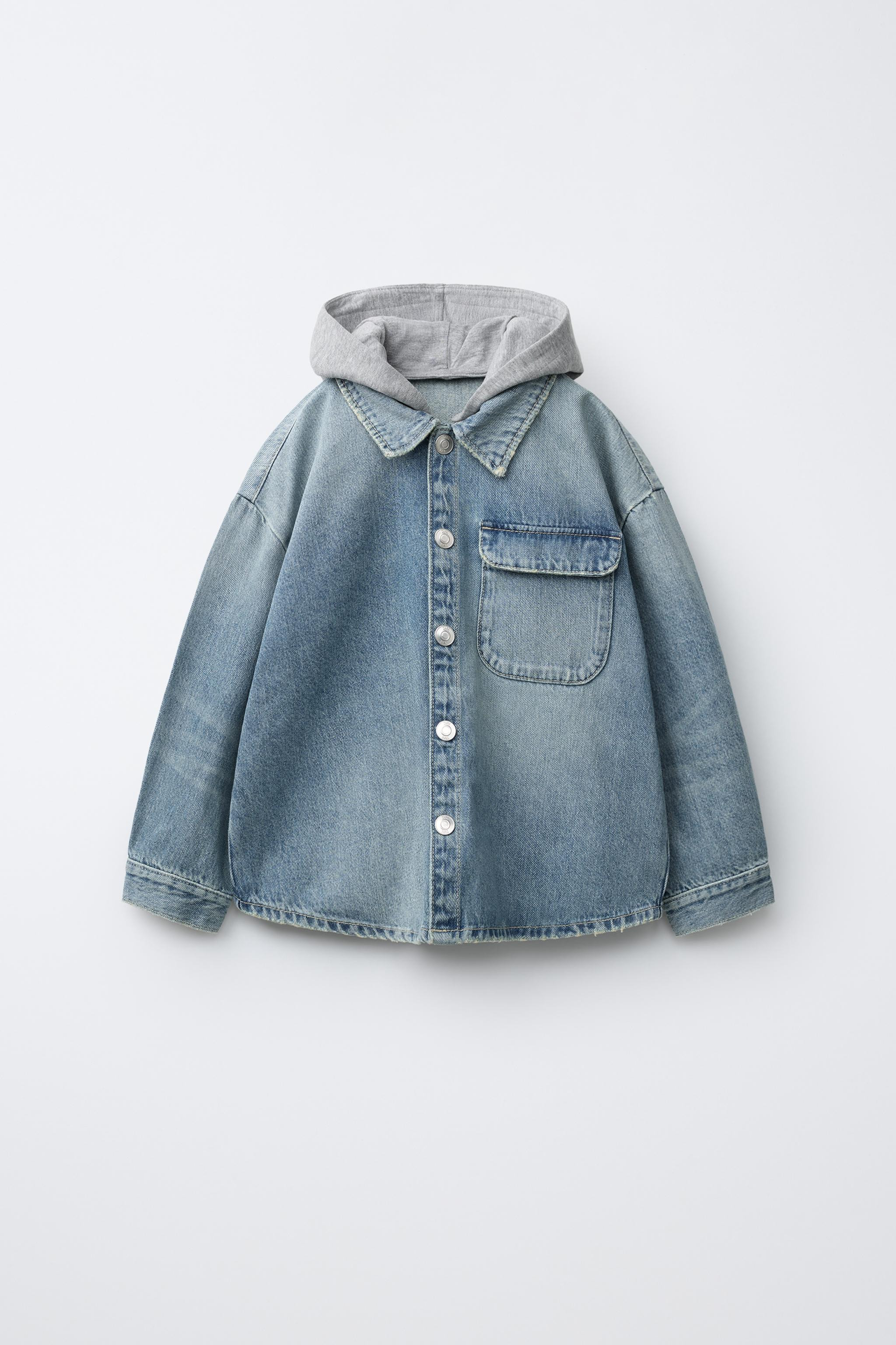 DENIM OVERSHIRT WITH REMOVABLE HOODIE | Zara US