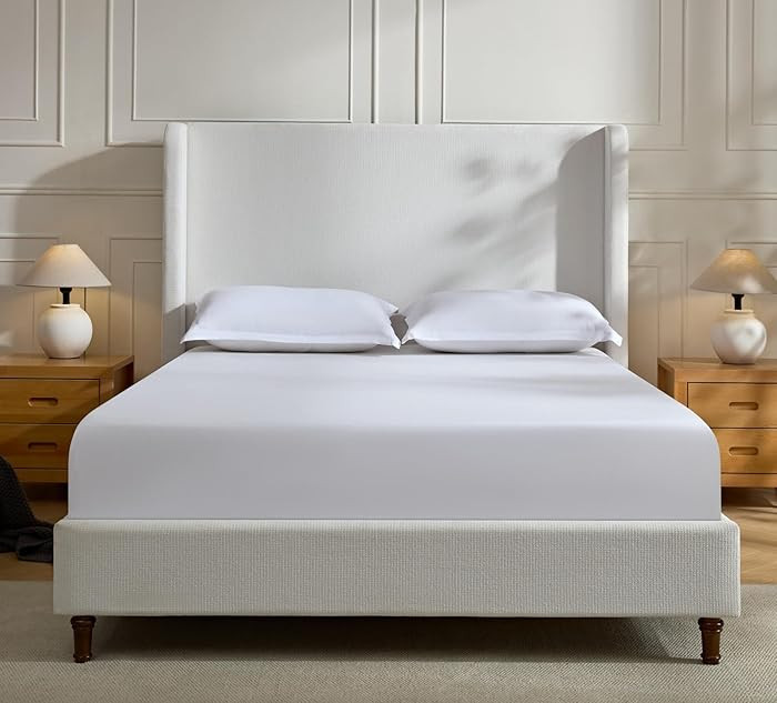 KEIKI Chenille King Size Bed Frame, 54" Tall Headboard Upholstered Platform BedFrame with Wingbac... | Amazon (US)