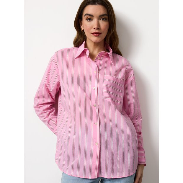 Pink Stripe Relaxed Long Sleeve Shirt 14 | Tu Clothing