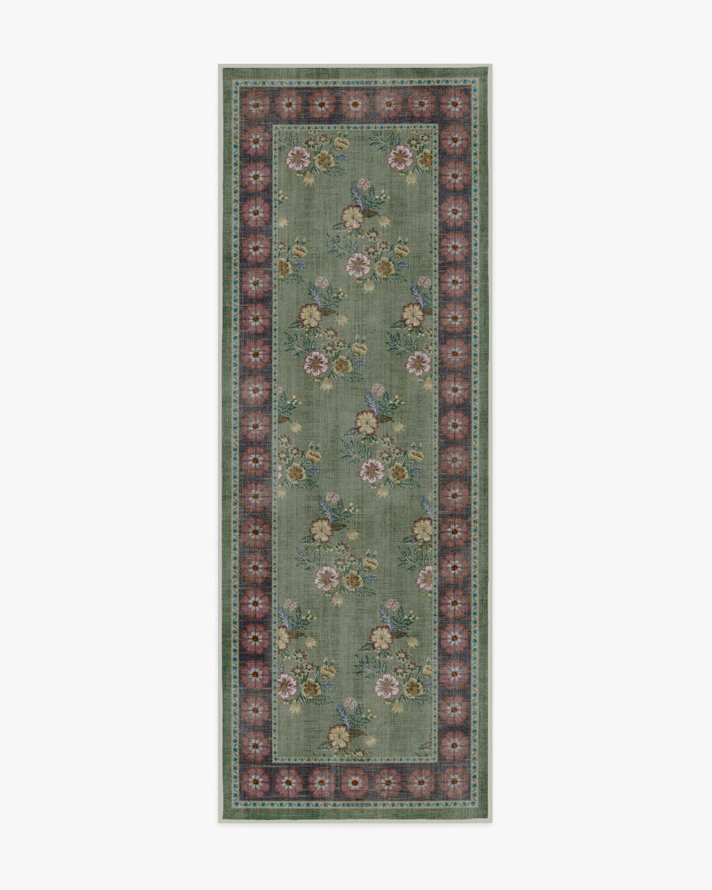 Pennywood Green & Pink Rug | Ruggable US | Ruggable