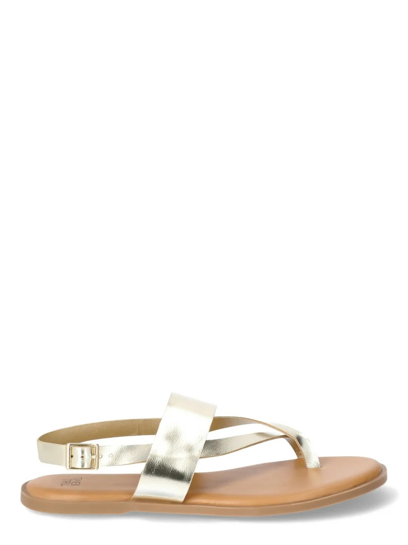 Time and Tru Women's Strappy Toe Thong Sandals, Sizes 6-11 | Walmart (US)