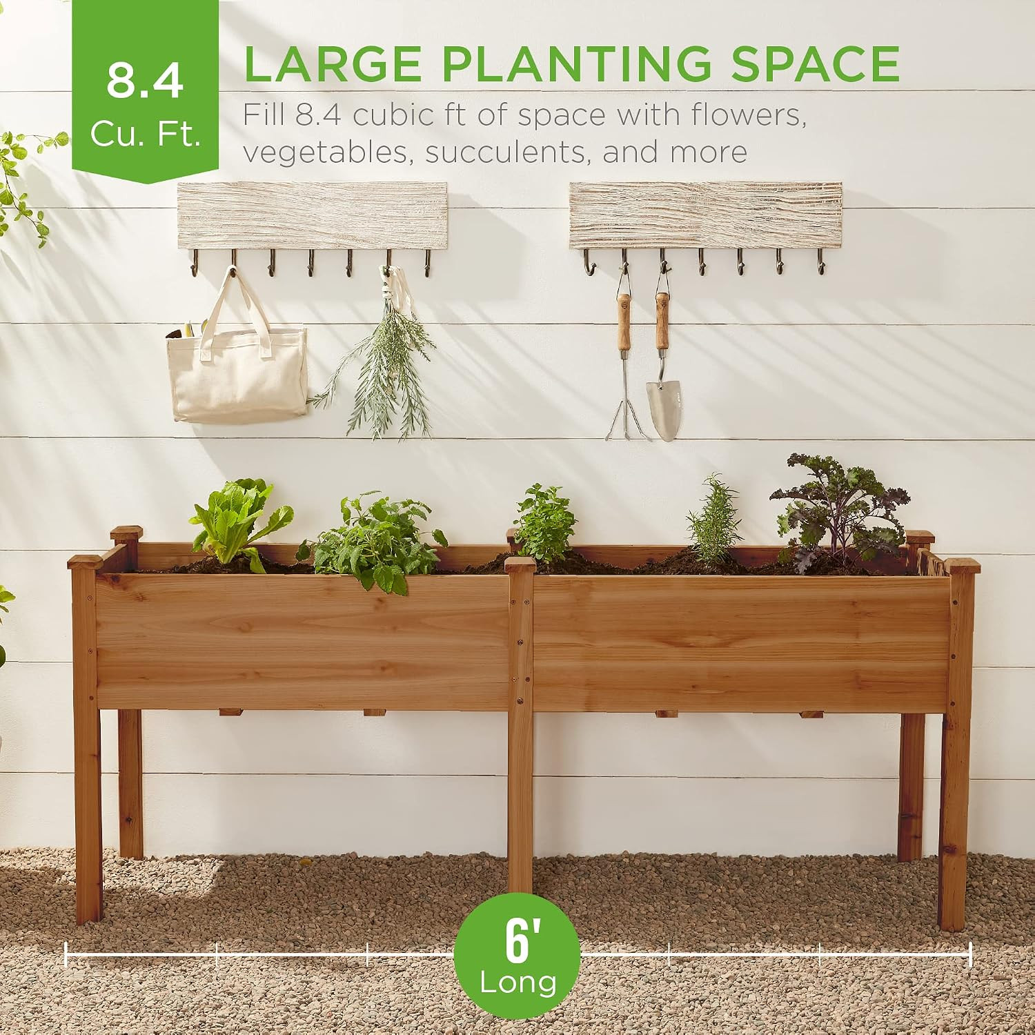 Best Choice Products 72x23x30in Raised Garden Bed, Elevated Wood Planter Box Stand for Backyard, ... | Amazon (US)