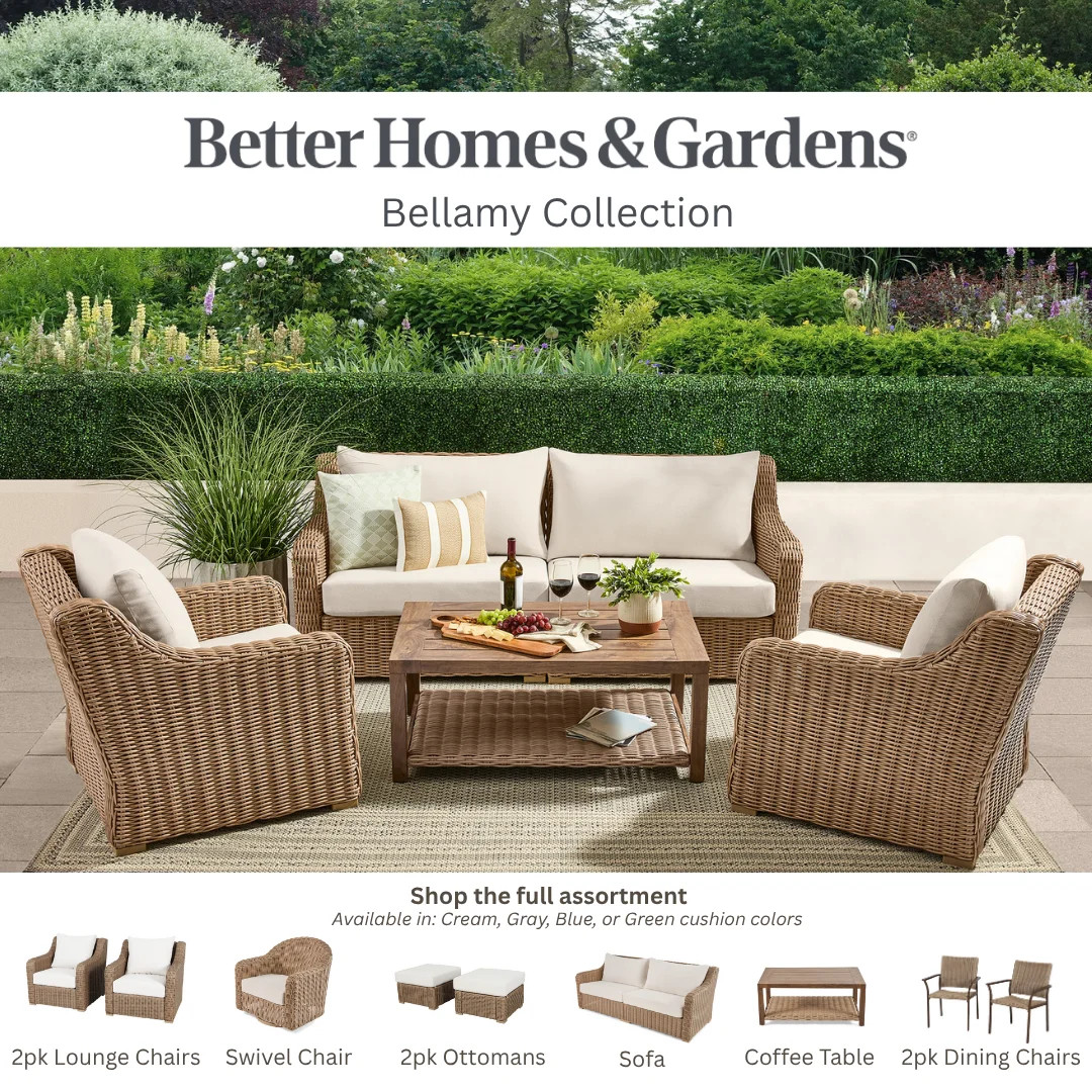 Better Homes & Gardens Bellamy Outdoor 2pk Lounge Chairs, Cream | Walmart (US)