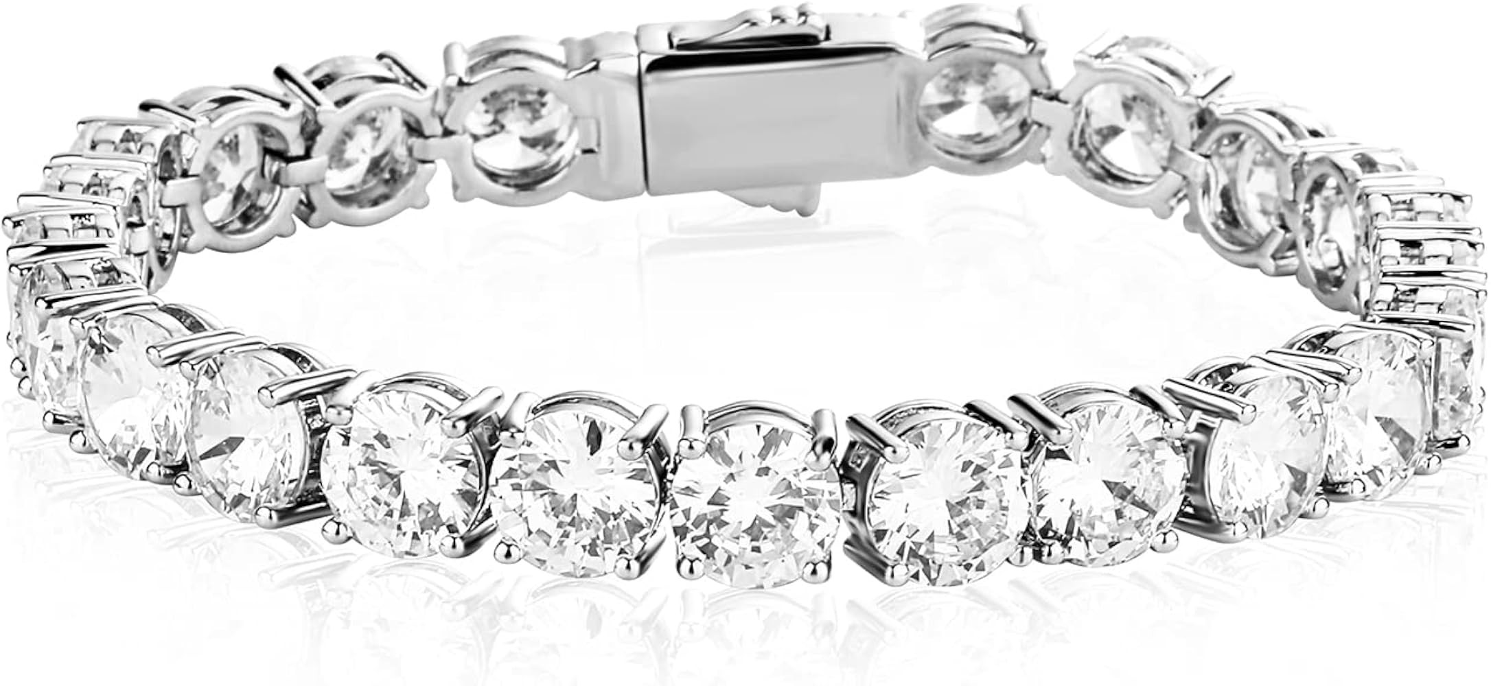 10MM Cubic Zirconia Tennis Bracelet 14K Gold Plated 5A+ Cubic Zirconia Iced Out Tennis Bracelet S... | Amazon (US)