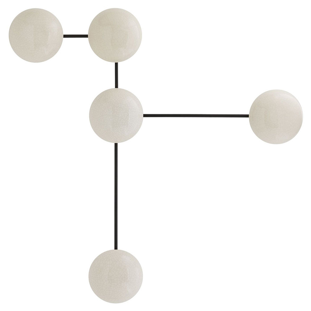 Arteriors Glaze Industrial Black Steel White Cracked Ceramic Sculptural Sconce | Kathy Kuo Home