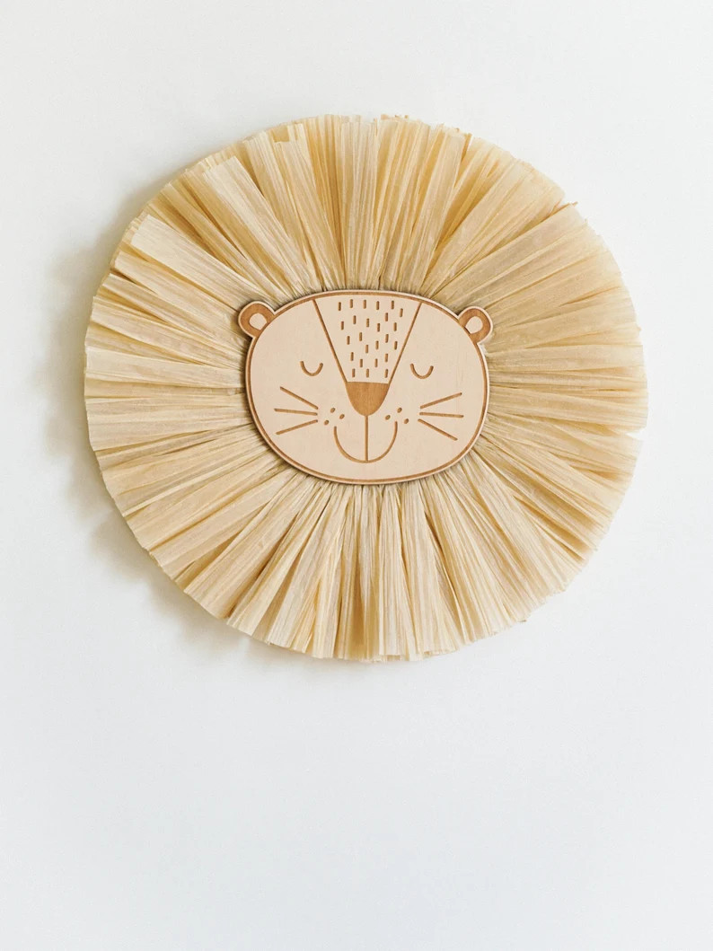 Lion Face Raffia Wall Hanging Safari Jungle Nursery Lion | Etsy | Etsy (US)