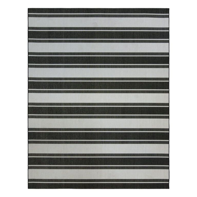 Paseo 8' x 10' Black and White Stripes Outdoor Rug | Walmart (US)