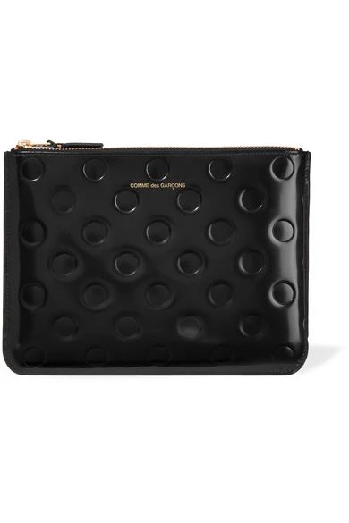 Comme des Garçons - Embossed Glossed-leather Pouch - Black | NET-A-PORTER (US)