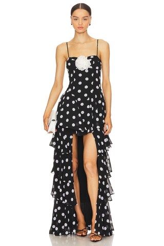 MAJORELLE Brandi Gown in Black & White Dot from Revolve.com | Revolve Clothing (Global)