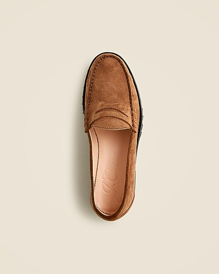 Winona lug-sole penny loafers in suede | J. Crew US