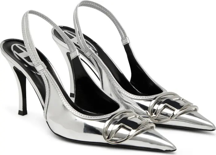 DIESEL® Oval D Metallic Slingback Pump (Women) | Nordstrom | Nordstrom