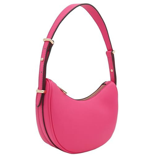 FashionPuzzle Small Crescent Smooth PU Leather Underarm Shoulder Bag (Fuchsia) | Amazon (US)
