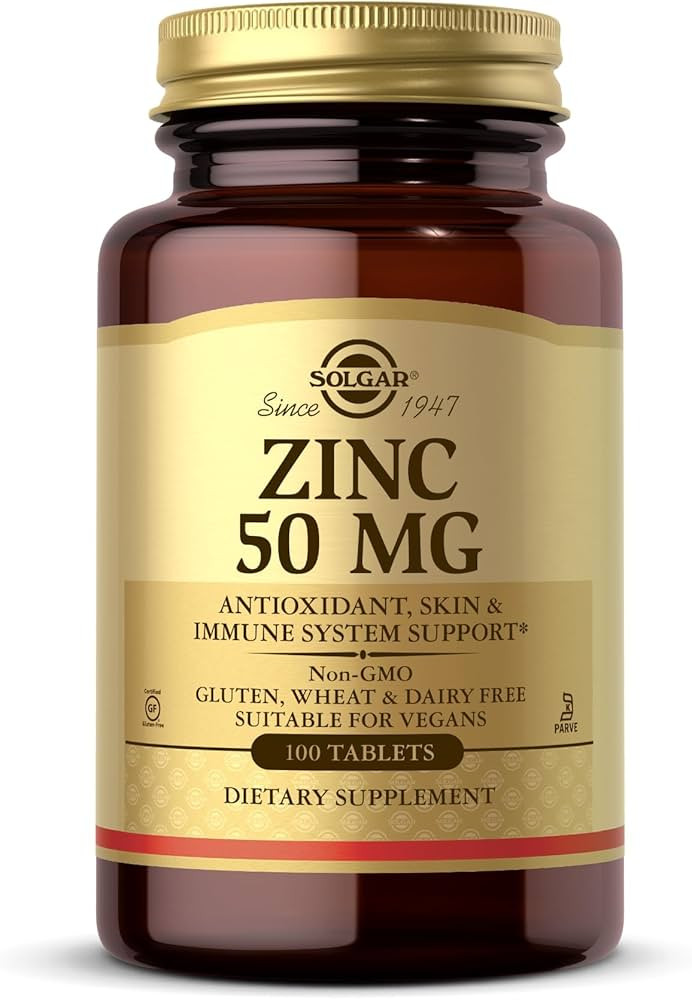 Solgar Zinc 50 mg - 100 Tablets - Antioxidant, Skin & Immune System Support - Non-GMO, Vegan, Kos... | Amazon (US)