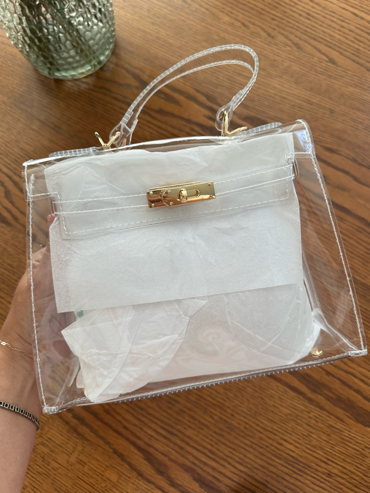 A clear stadium bag … that looks like a Birkin! Adhering to the rules, but cute … very demure. Very mindful. 

#LTKSeasonal #LTKItBag #LTKFindsUnder50