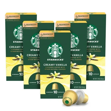 Starbucks By Nespresso Original Line, Creamy Vanilla, Flavored Roast Nespresso Pods, 10 Count, 5 Pack | Walmart (US)