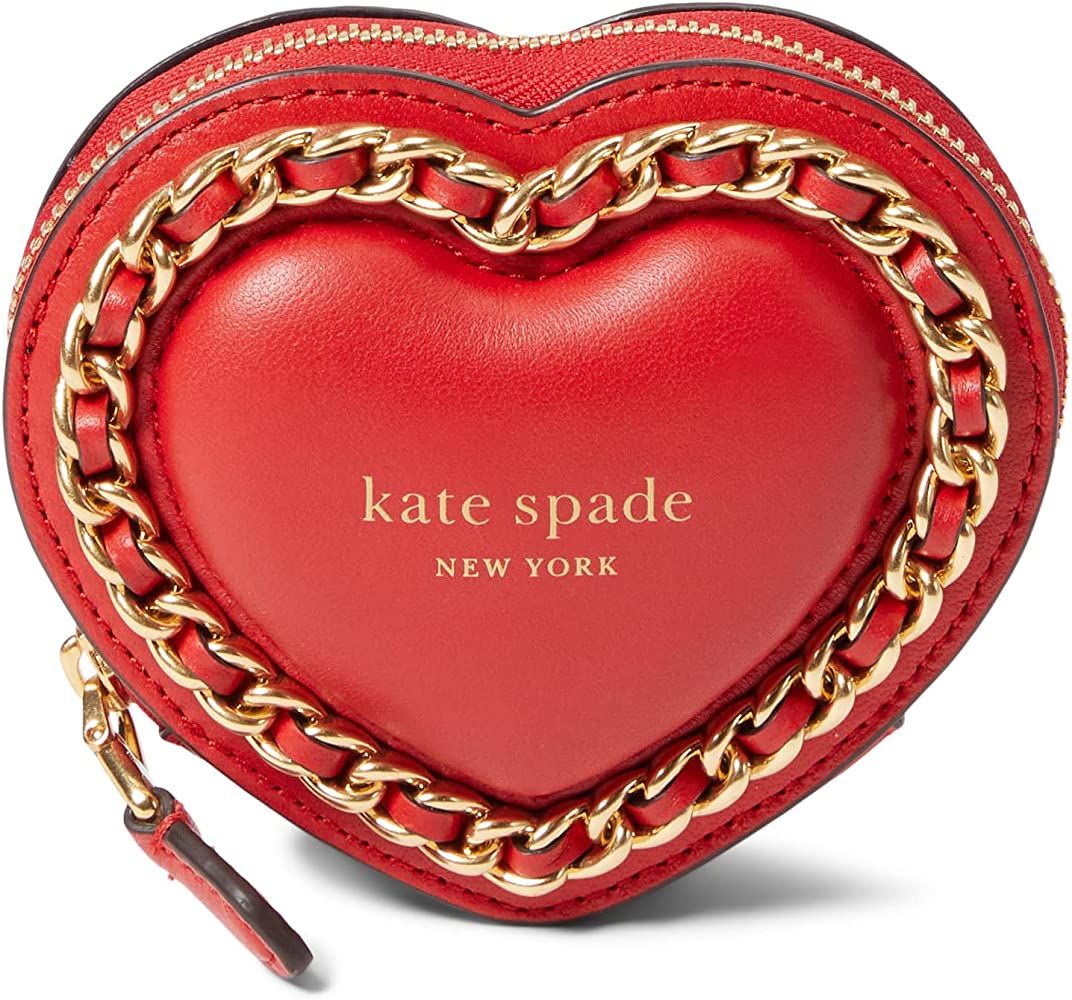 Kate Spade New York Valentines Day Puffy Smooth Leather 3-D Heart Coin Purse Lingonberry One Size | Amazon (US)
