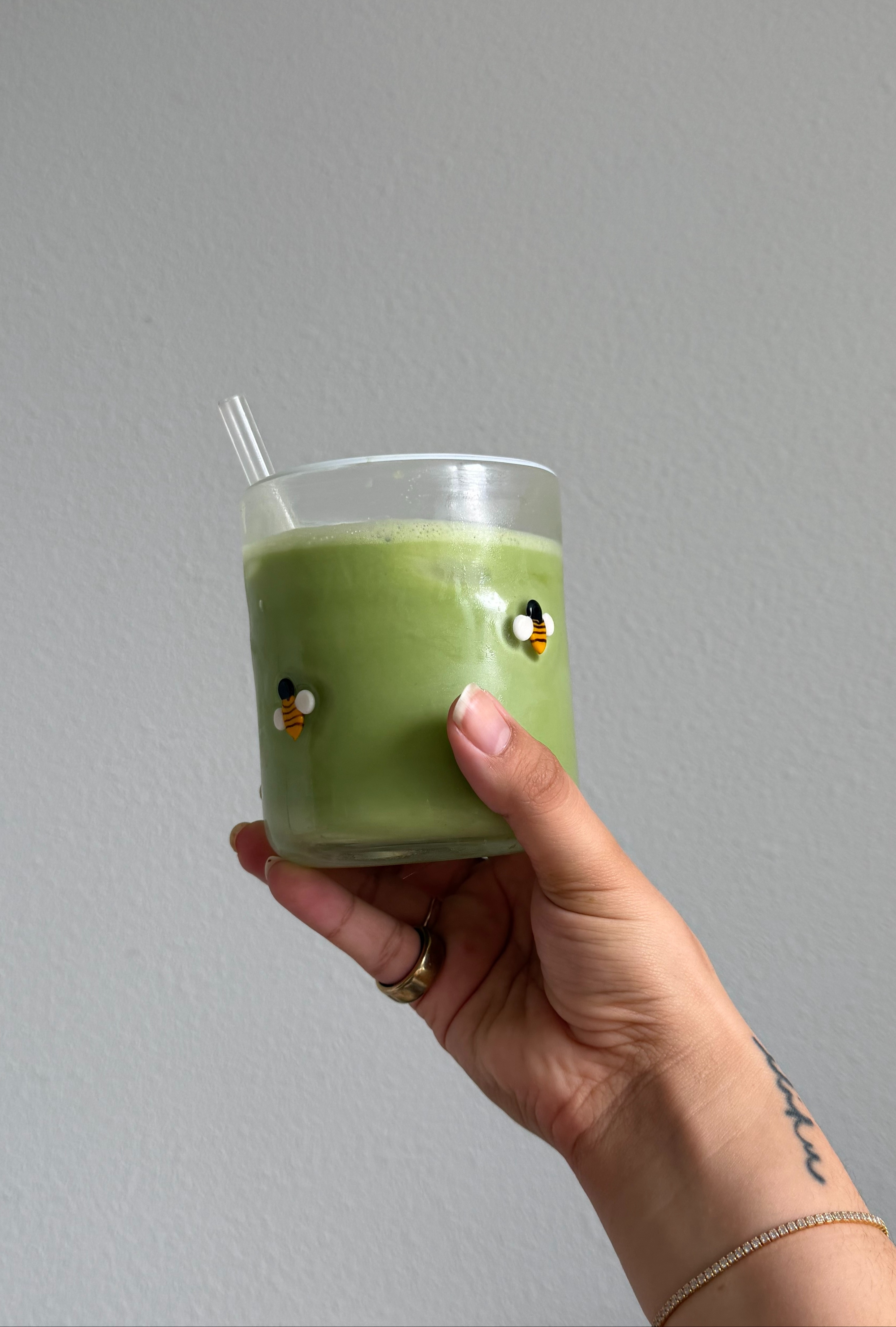 the perfect spring matcha glass! obsessed with the little glass bees!  

 #LTKmorningroutine #LTKfoodie #LTKSeasonal