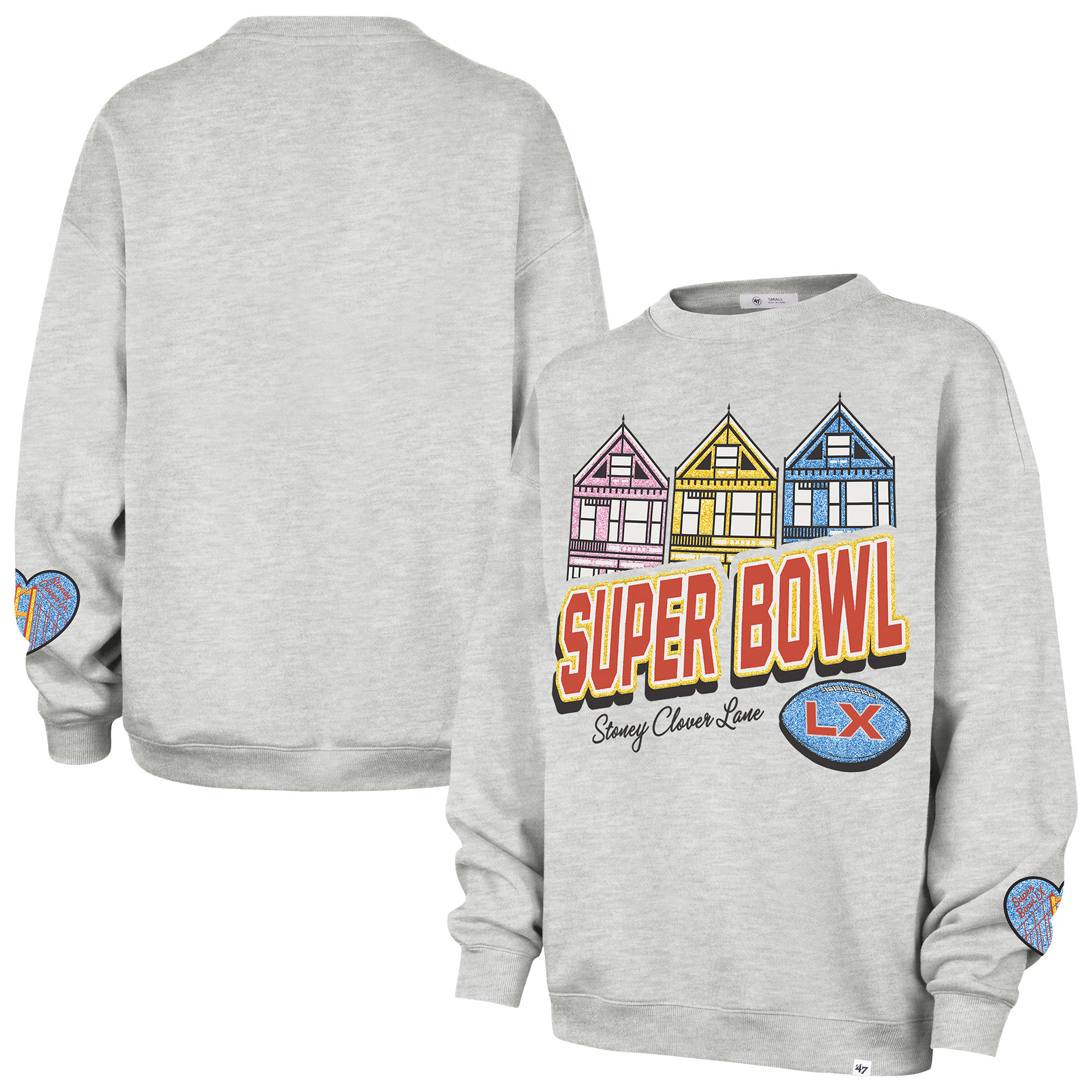 Women's Stoney Clover Lane x '47 Gray Super Bowl LX Houses Oversized Sweatshirt | Fanatics