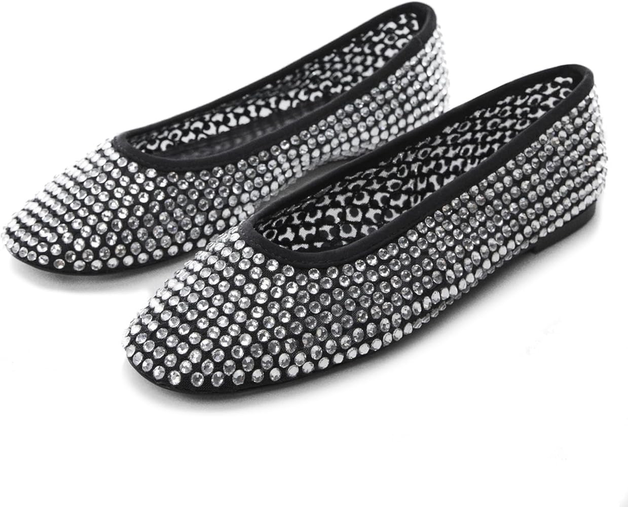 WIRALOMI Rhinestone Ballet Flats for Women Sparkly Ballerina Flats Comfortable Mesh Glitter Party... | Amazon (US)