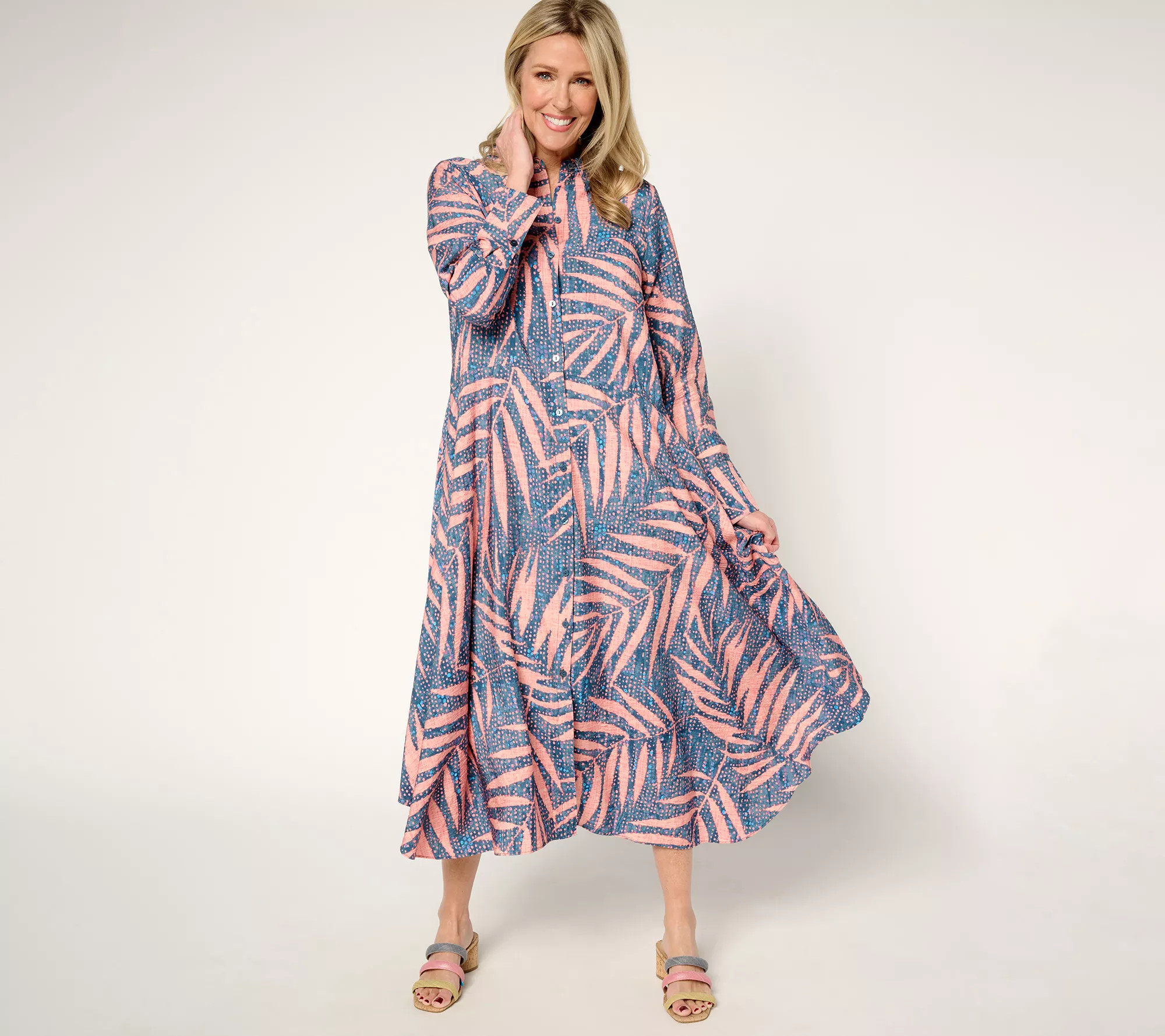 Peace Love World Regular Asymmetric Long Sleeve Dress - QVC.com | QVC