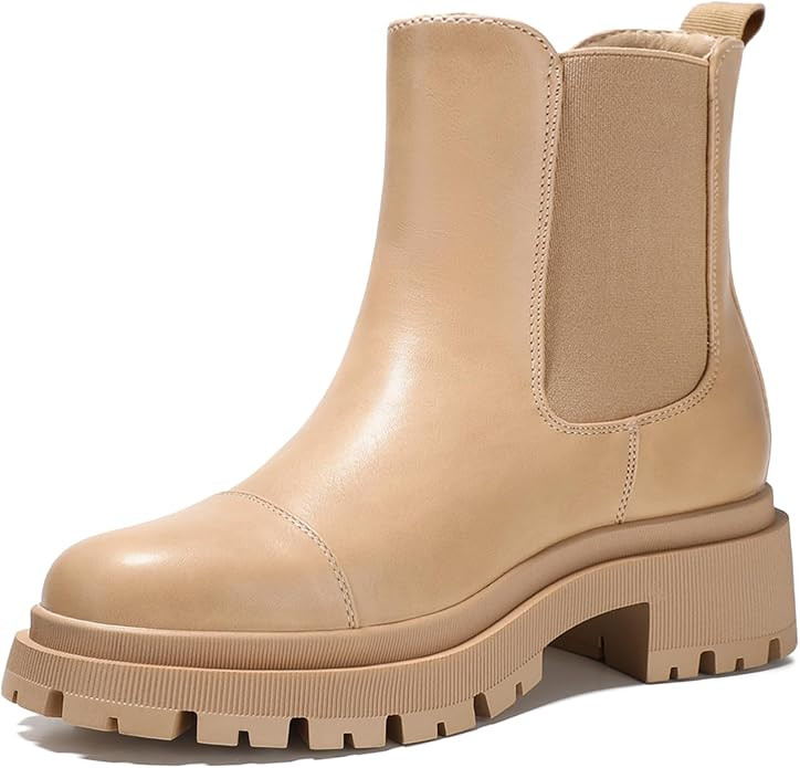 Bacia Chelsea Boots Women Lug Sole Ankle Boots Chunky Heel Slip On Booties | Amazon (US)