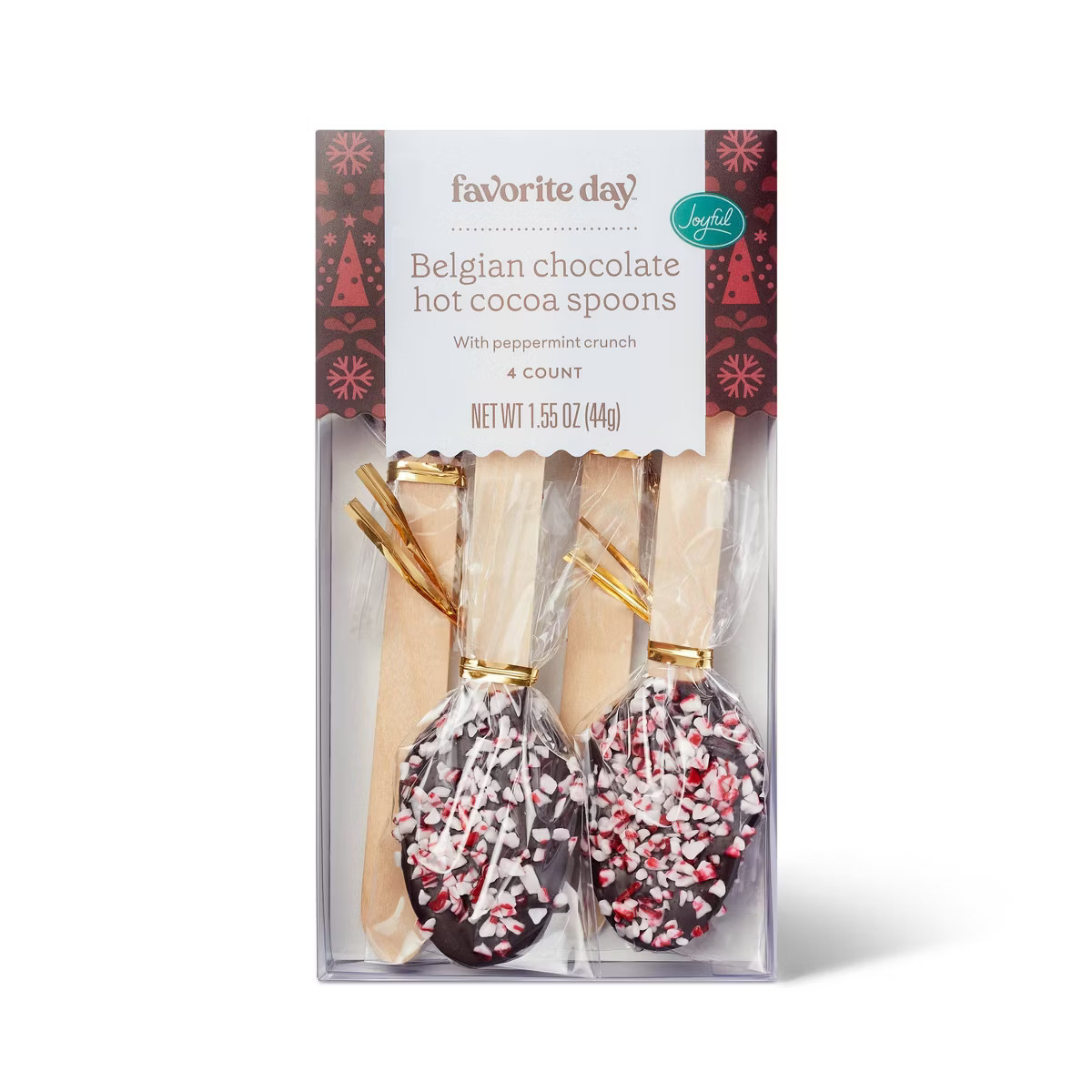 Christmas Belgian Chocolate Cocoa Spoons with Peppermint Crunch - 1.55oz/4ct - Favorite Day™ | Target