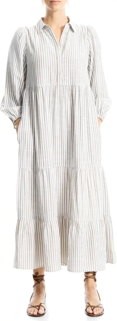 MAX STUDIO Stripe Tiered Maxi Shirtdress | Nordstromrack | Nordstrom Rack