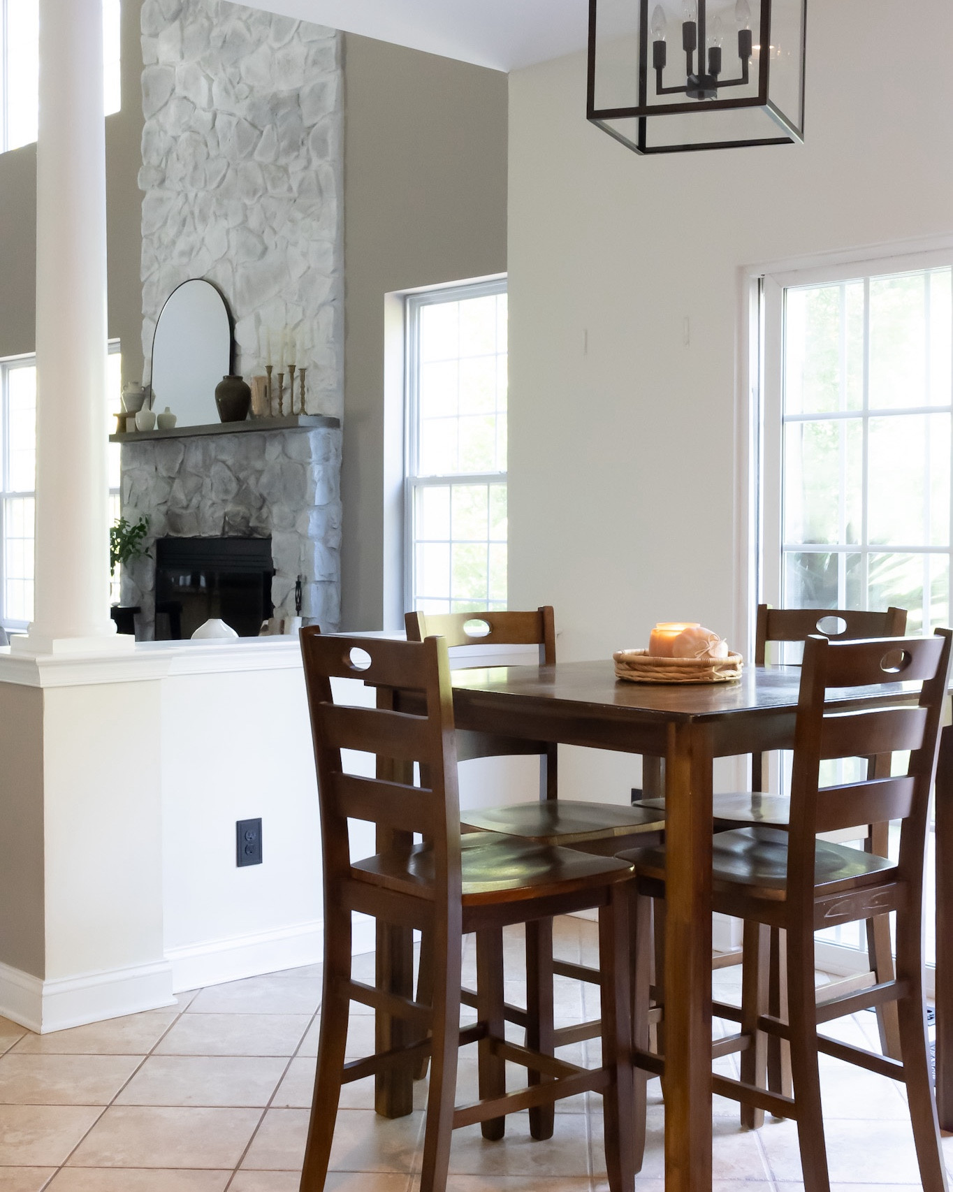 Well…since we are packing up and moving, I figured I should show a view I’ve never shown before 🤣.  I’m not sure why I’ve never shown this angle before, but I will miss the view of that fireplace.  Were you here when we whitewashed the fireplace?  I am still in love with how it turned out!

#LTKHome #LTKSeasonal #LTKOver40