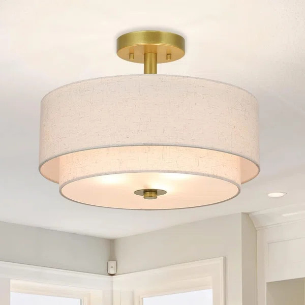 Nichoel Fabric Shade Semi Flush Mount | Wayfair North America